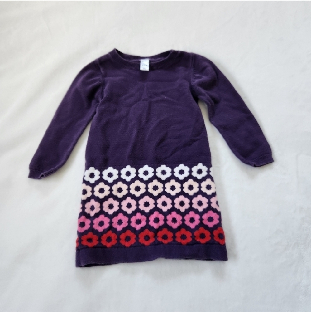 Old Navy Purple Floral Long Sleeve Sweater Dress,  Girls Size 3 T
